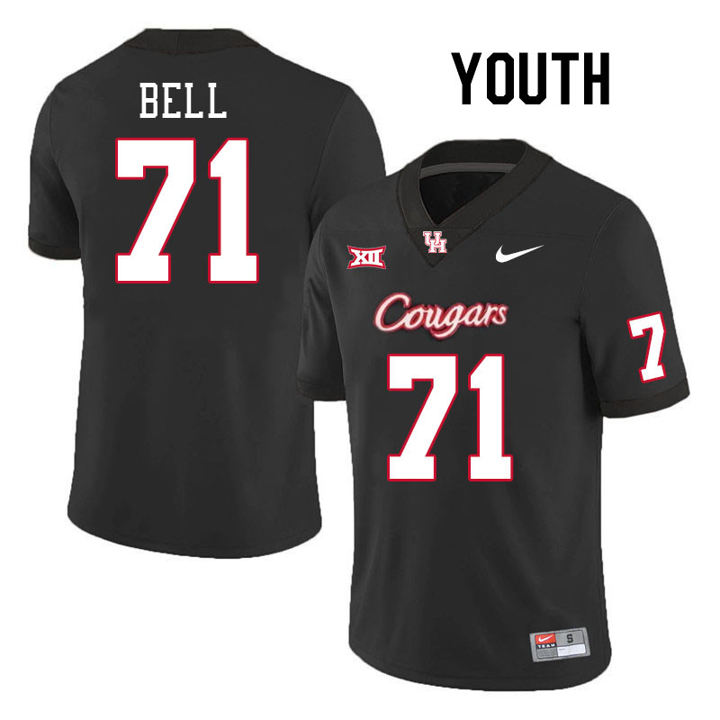 Youth #71 Ray'Quan Bell Houston Cougars College Football Jerseys Stitched-Black